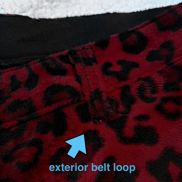 Vintage Lip Service Freaks in Fur Red Faux Leopard Print Pants 11 Y2K Mall Goth - Picture 13 of 16